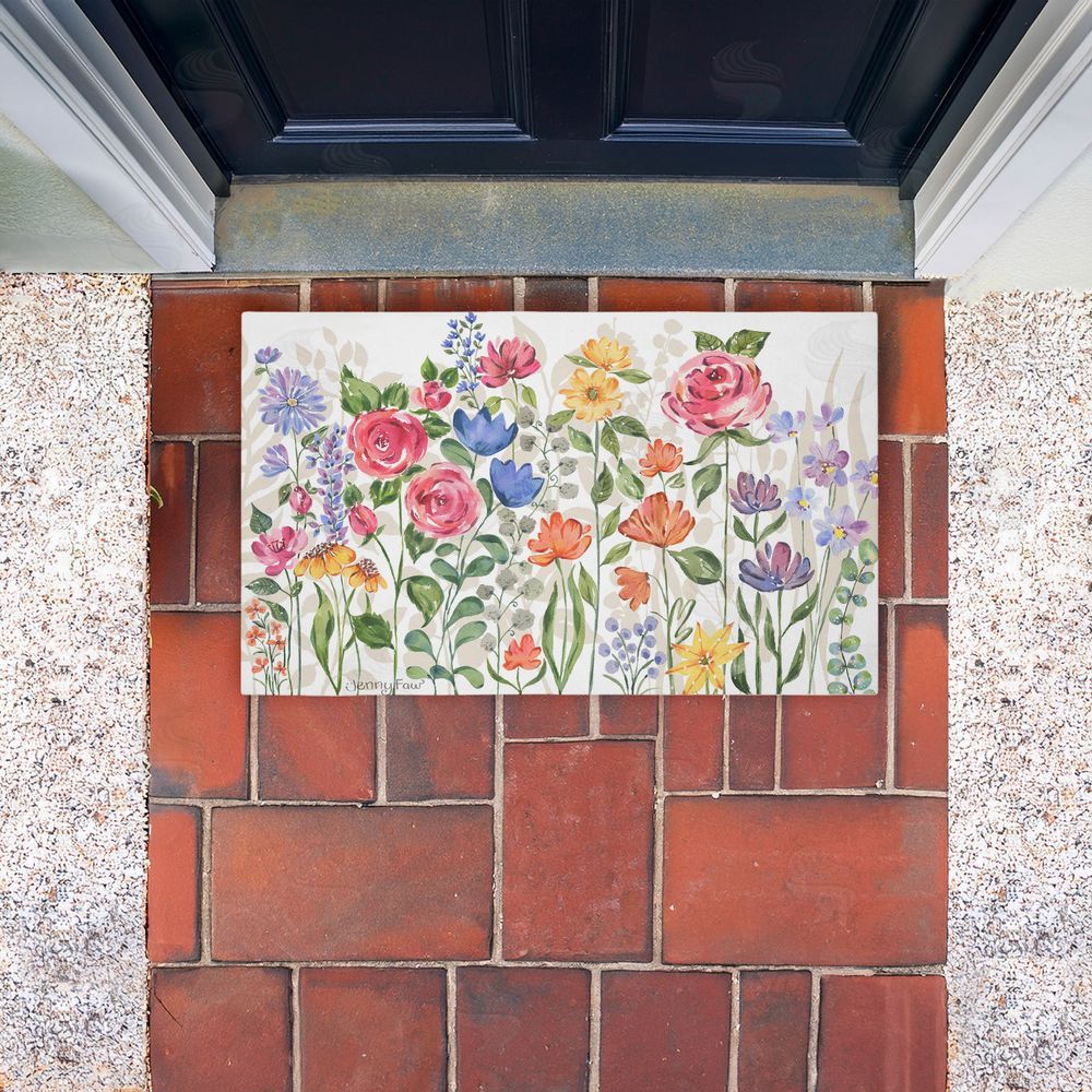 Jenny Faw Springtime Wildflower Blossoms Unwoven Outdoor Door Mat