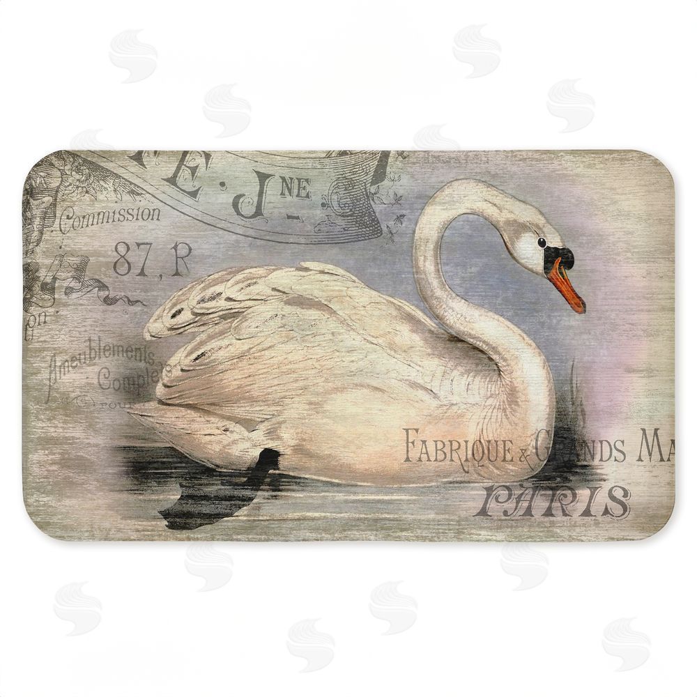 Suzanne Nicoll French Swan Vintage Motif Kitchen Floor Mat