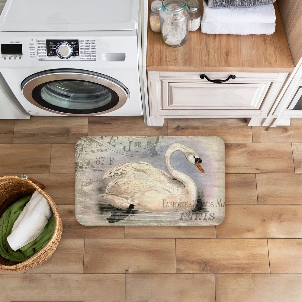 Suzanne Nicoll French Swan Vintage Motif Kitchen Floor Mat