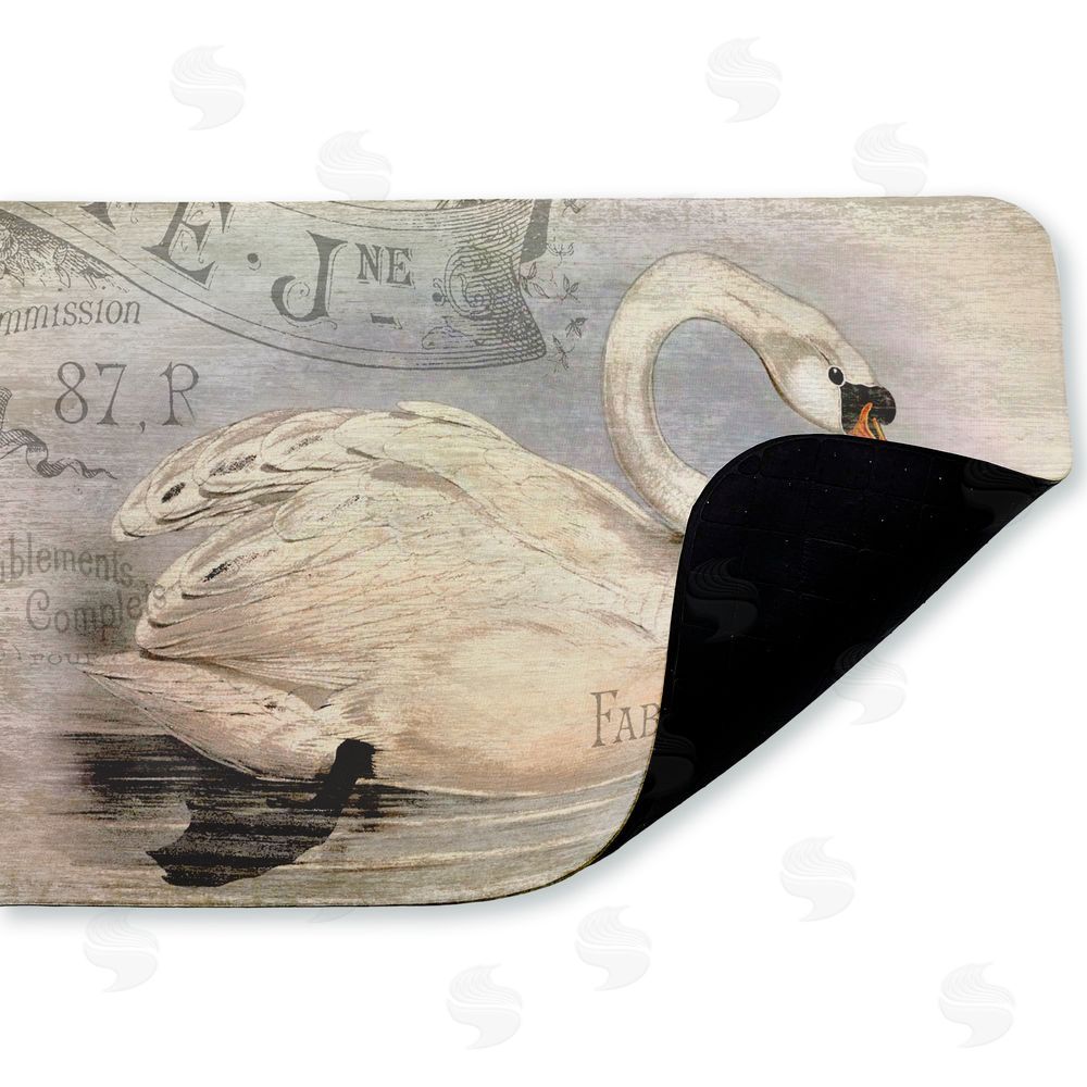 Suzanne Nicoll French Swan Vintage Motif Kitchen Floor Mat