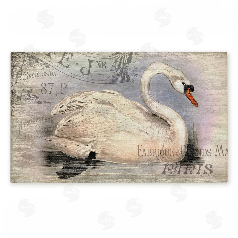 Suzanne Nicoll French Swan Vintage Motif Unwoven Outdoor Door Mat