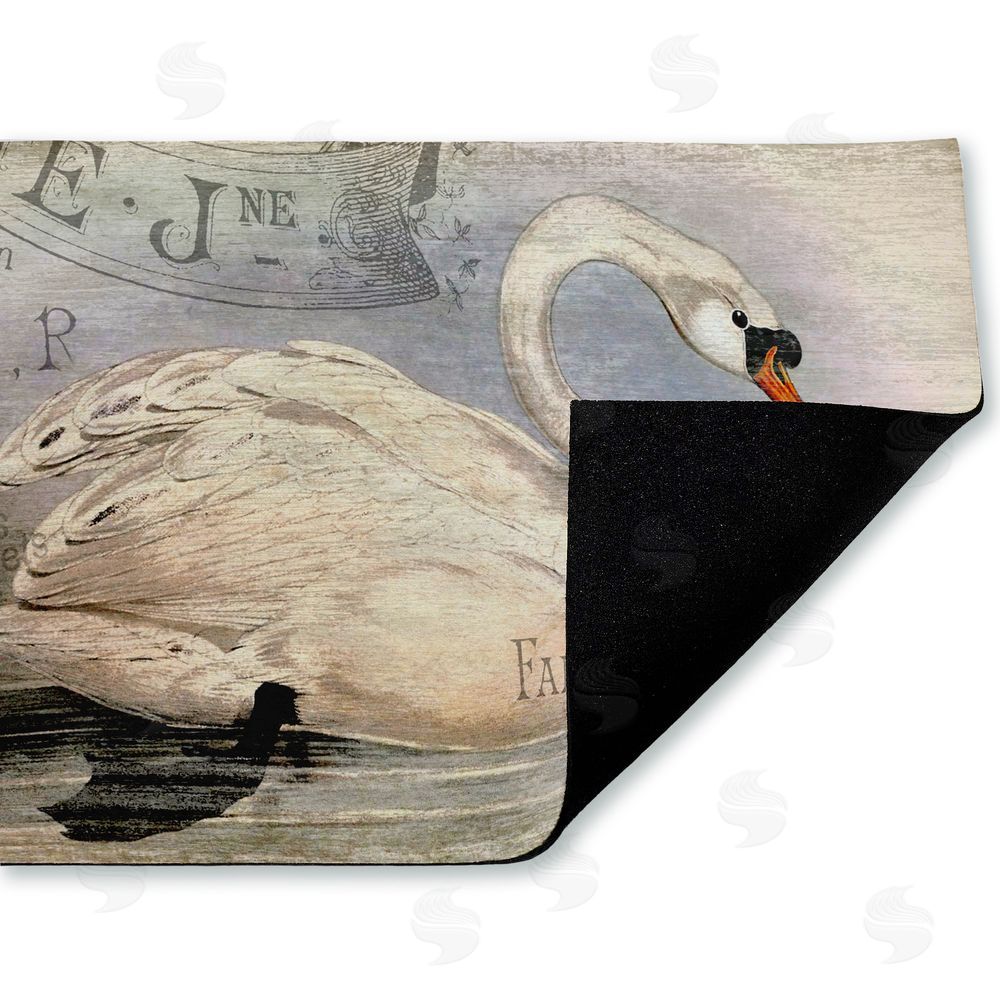 Suzanne Nicoll French Swan Vintage Motif Unwoven Outdoor Door Mat