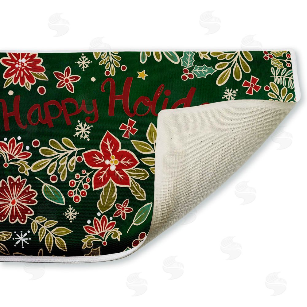 Jenny Faw Holiday Poinsettia Greeting Plush Bathroom Floor Mat