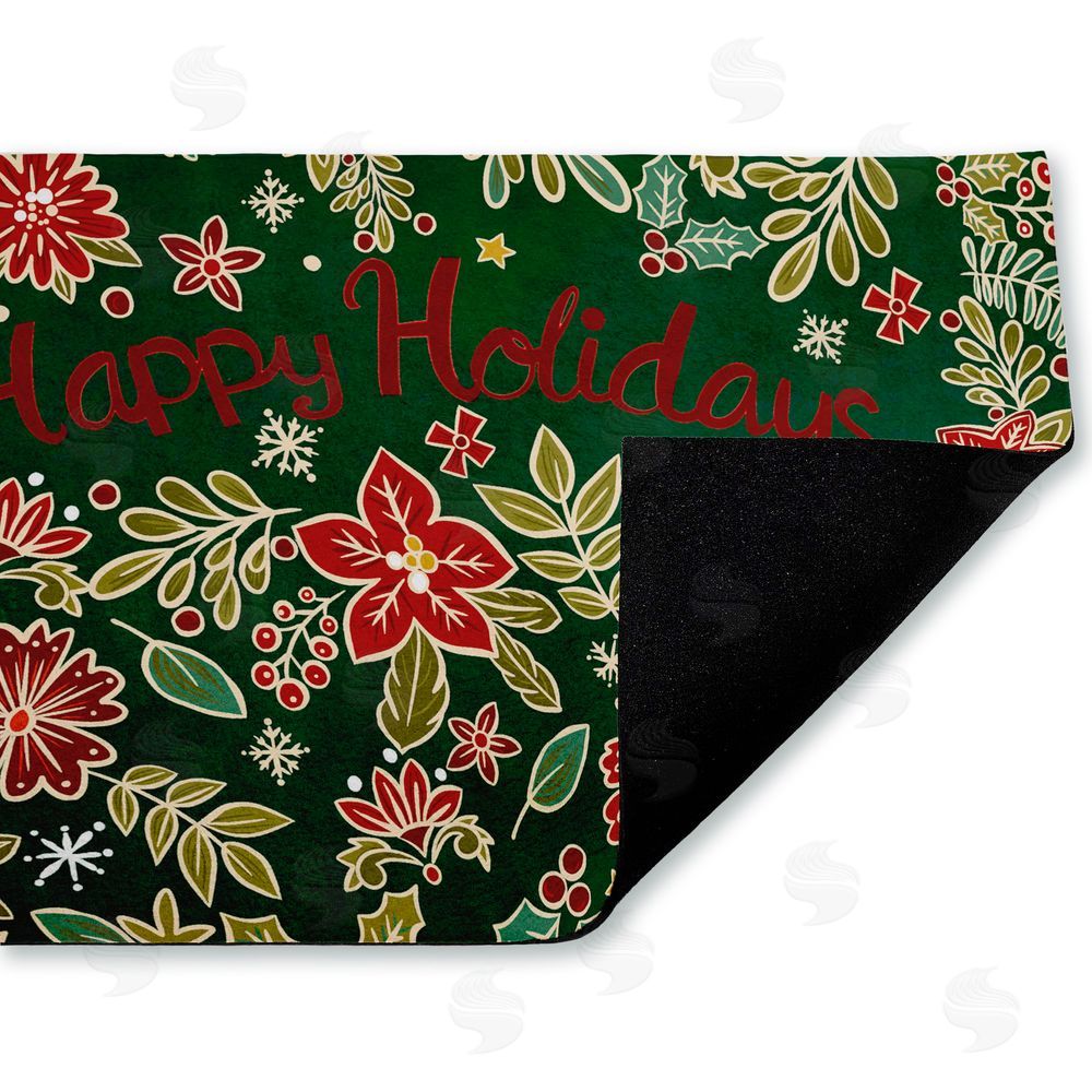 Jenny Faw Holiday Poinsettia Greeting Unwoven Outdoor Door Mat
