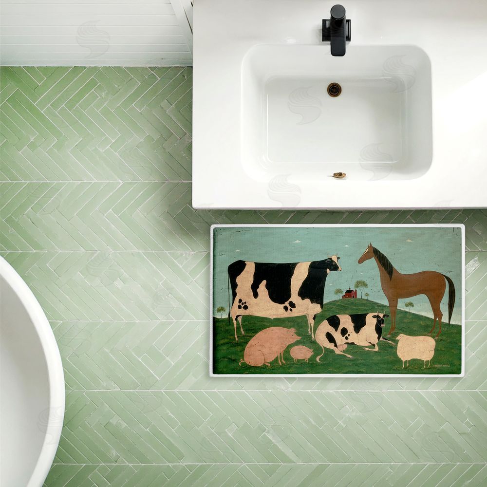 Warren Kimble Friend Indeed Farm Animals Plush Bathroom Floor Mat