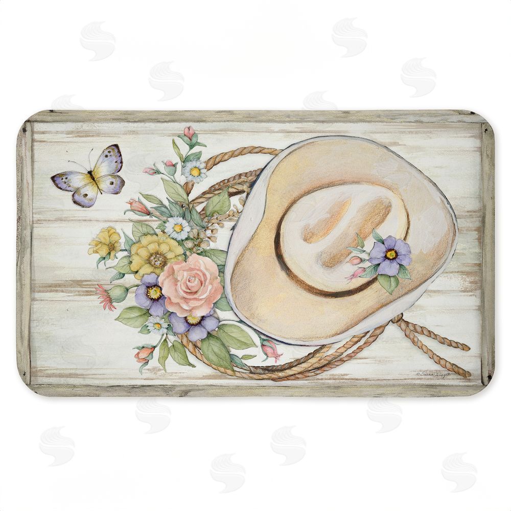 Susan Winget Shabby Chic Floral Cowboy Hat Kitchen Floor Mat