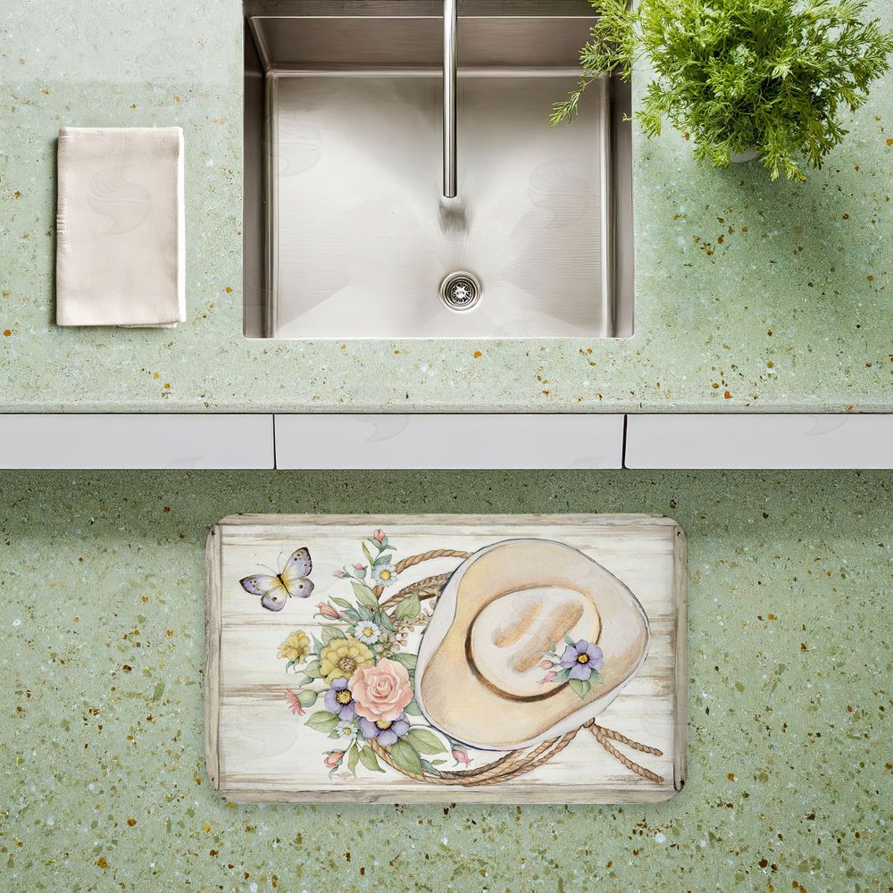 Susan Winget Shabby Chic Floral Cowboy Hat Kitchen Floor Mat