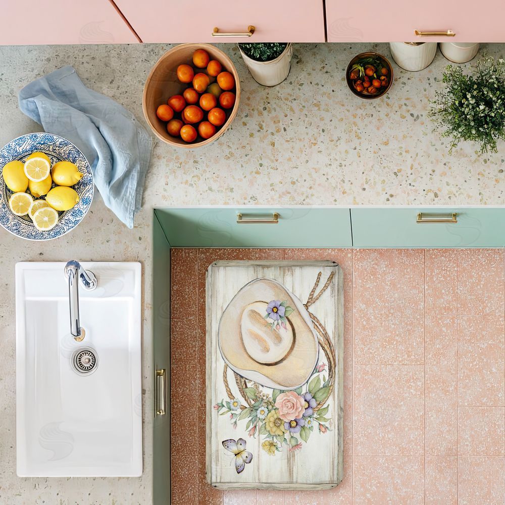 Susan Winget Shabby Chic Floral Cowboy Hat Kitchen Floor Mat