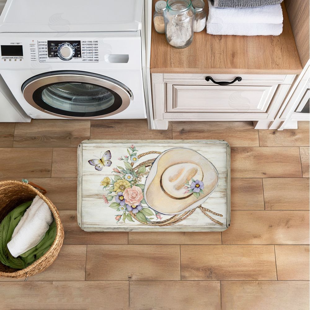 Susan Winget Shabby Chic Floral Cowboy Hat Kitchen Floor Mat