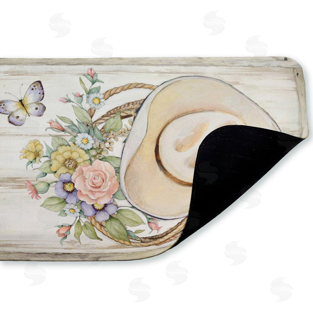 Susan Winget Shabby Chic Floral Cowboy Hat Kitchen Floor Mat