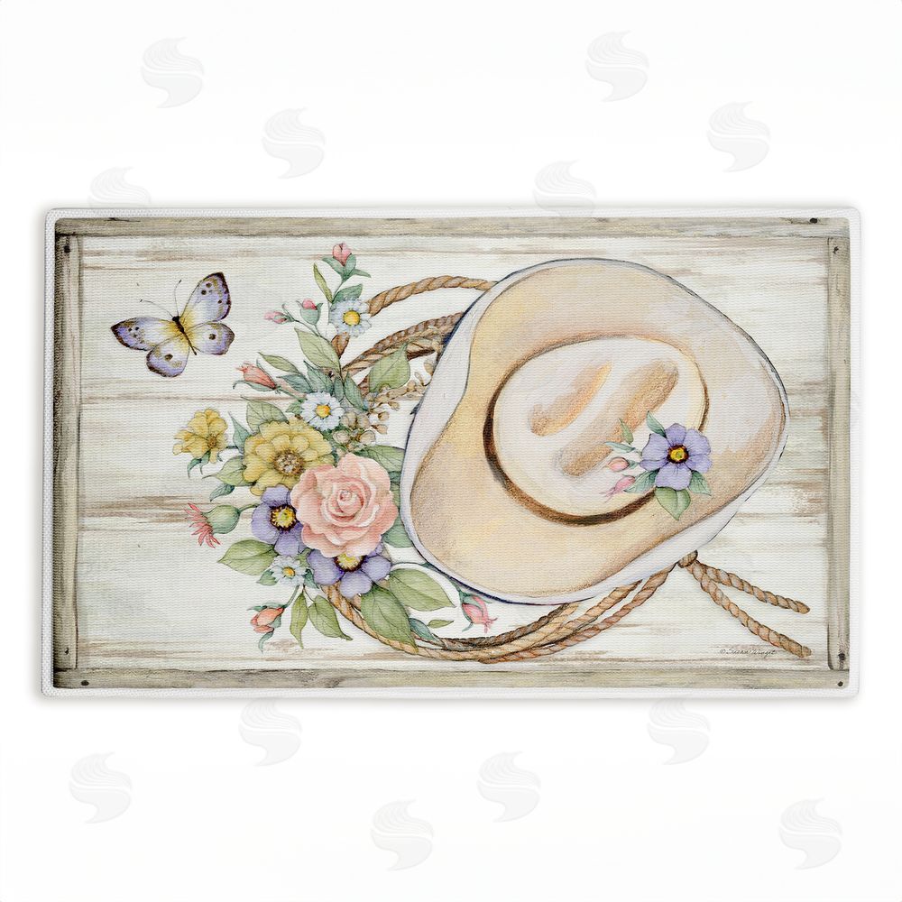 Susan Winget Shabby Chic Floral Cowboy Hat Plush Bathroom Floor Mat