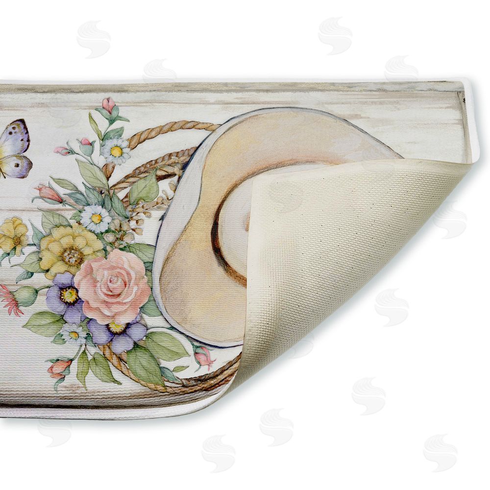 Susan Winget Shabby Chic Floral Cowboy Hat Plush Bathroom Floor Mat