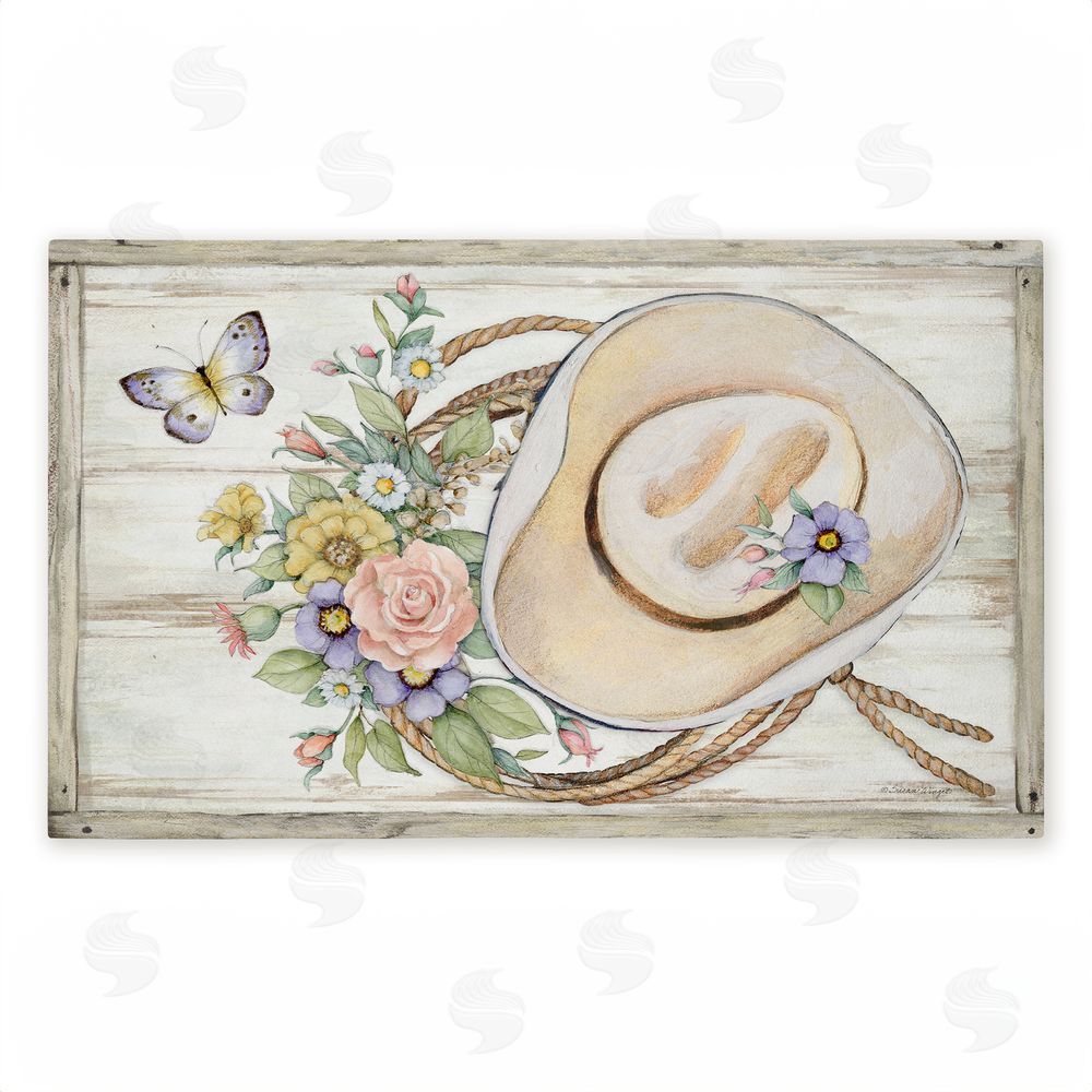 Susan Winget Shabby Chic Floral Cowboy Hat Unwoven Outdoor Door Mat