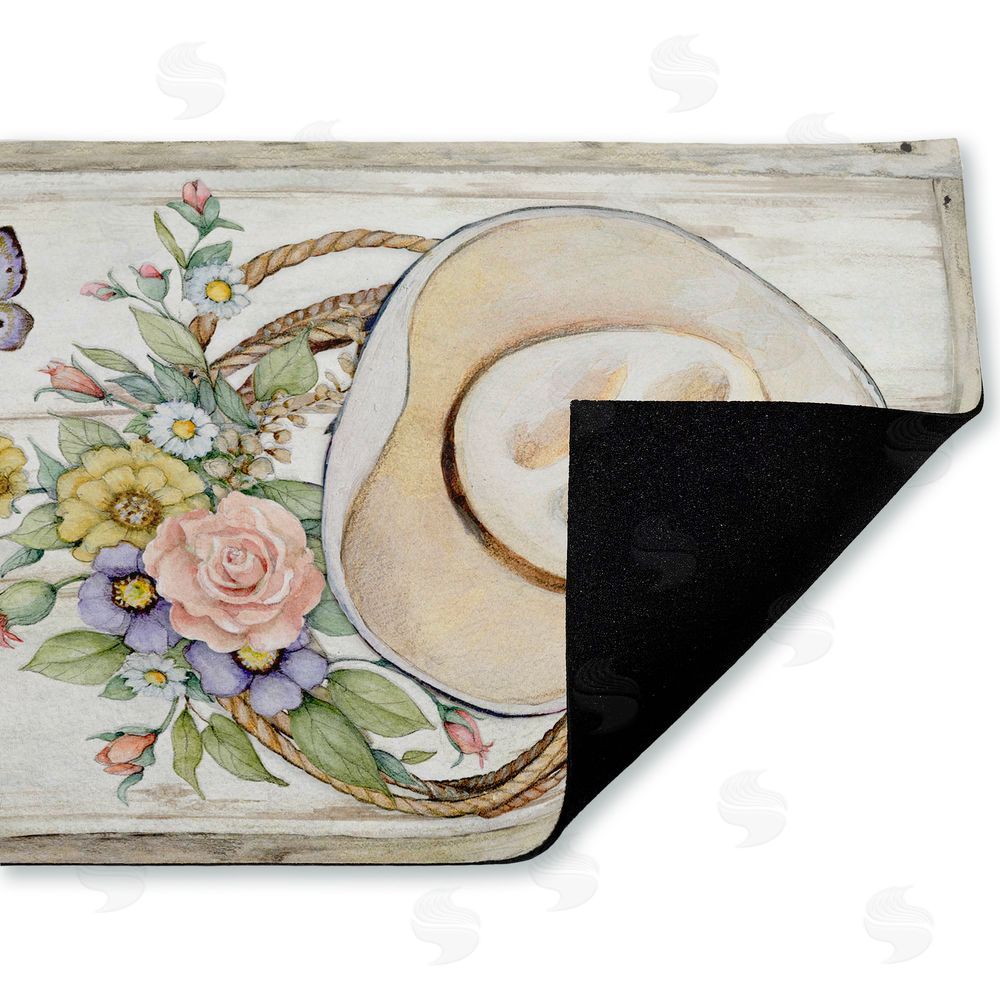Susan Winget Shabby Chic Floral Cowboy Hat Unwoven Outdoor Door Mat