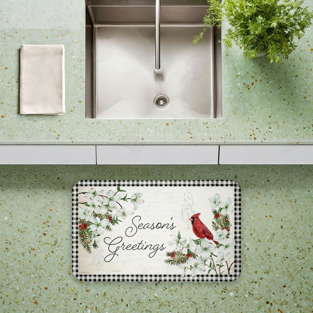 Danielle Murray Winter Cardinals & Dogwood Kitchen Floor Mat