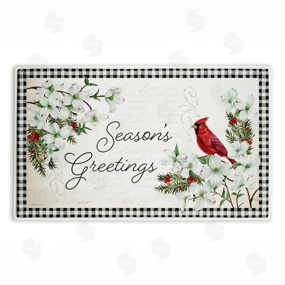 Danielle Murray Winter Cardinals & Dogwood Plush Bathroom Floor Mat