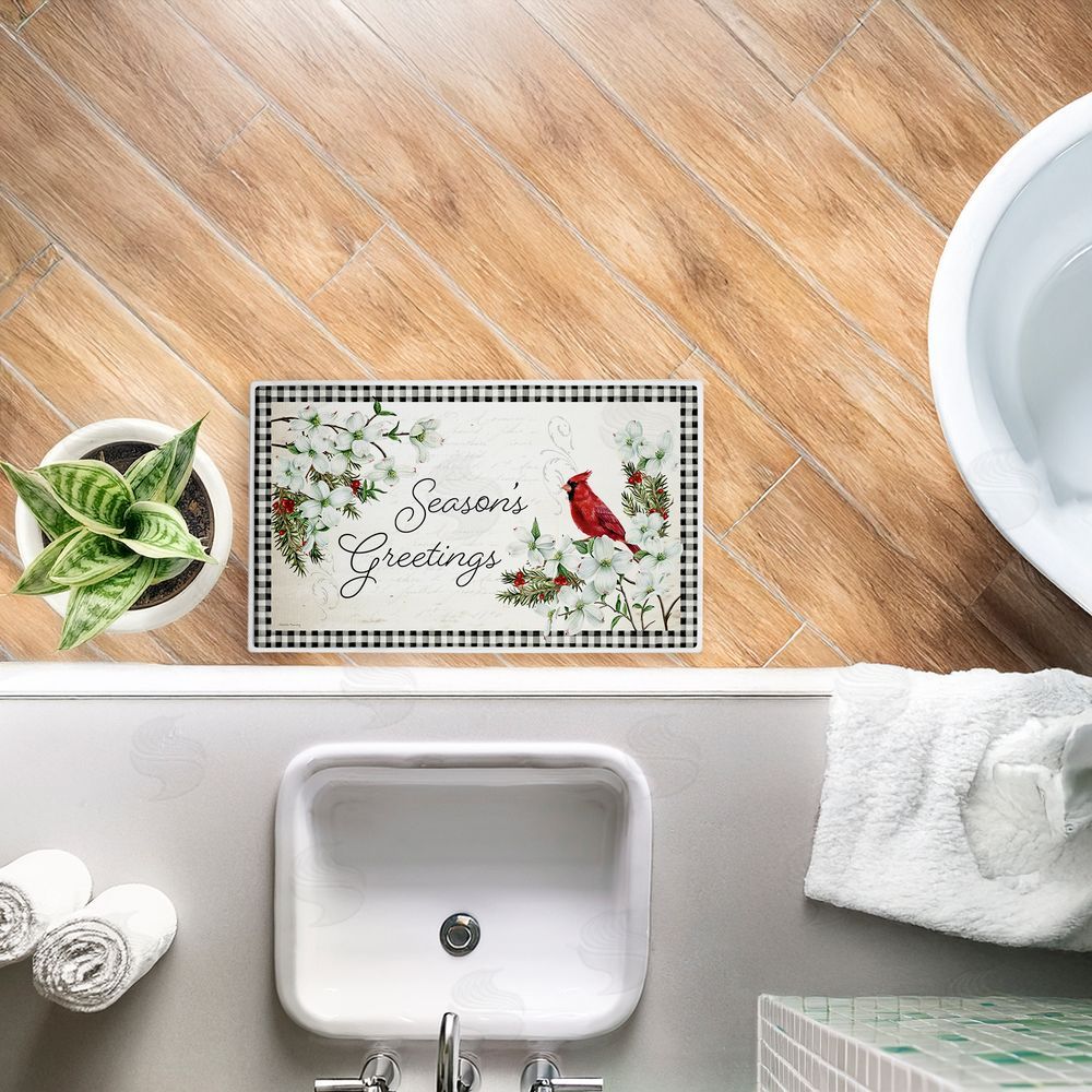 Danielle Murray Winter Cardinals & Dogwood Plush Bathroom Floor Mat