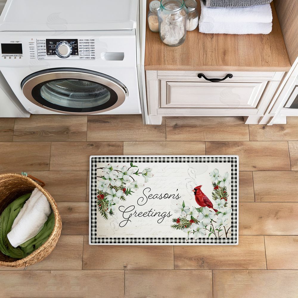 Danielle Murray Winter Cardinals & Dogwood Plush Bathroom Floor Mat