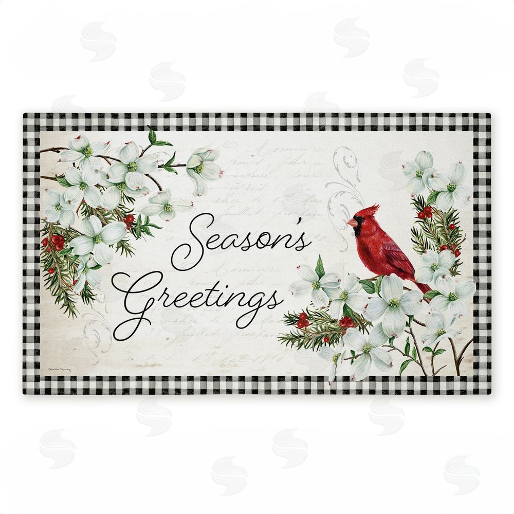 Danielle Murray Winter Cardinals & Dogwood Unwoven Outdoor Door Mat