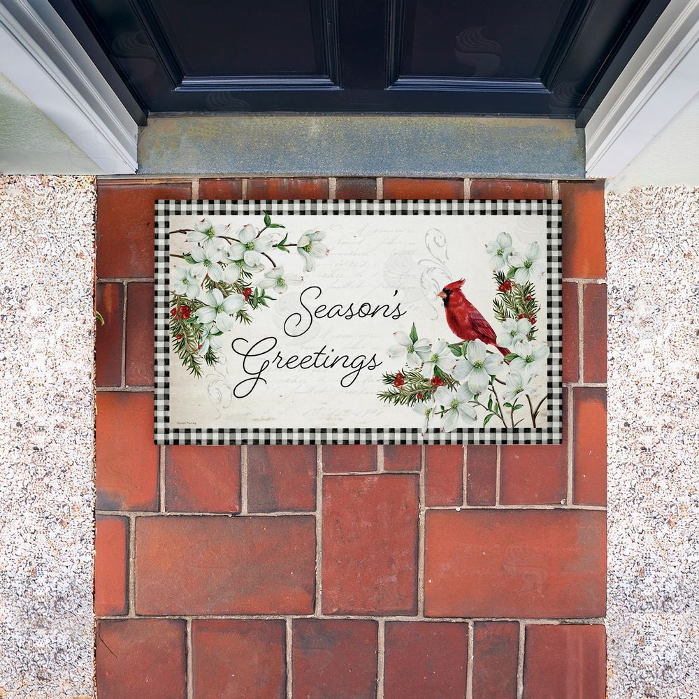 Danielle Murray Winter Cardinals & Dogwood Unwoven Outdoor Door Mat