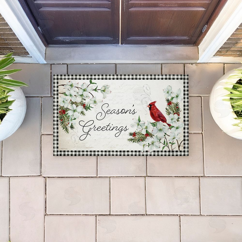 Danielle Murray Winter Cardinals & Dogwood Unwoven Outdoor Door Mat