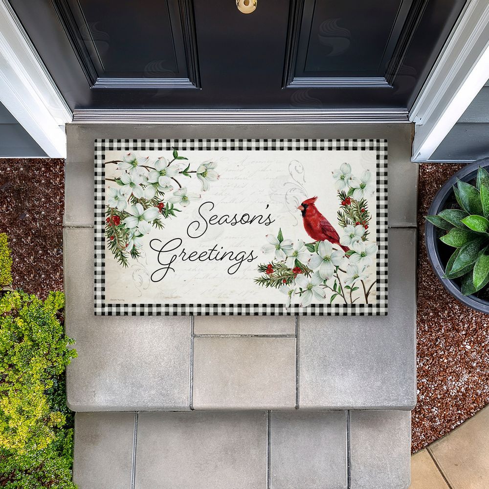 Danielle Murray Winter Cardinals & Dogwood Unwoven Outdoor Door Mat