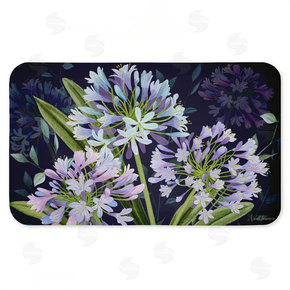 Nicole Tamarin Midnight Garden Flowers Kitchen Floor Mat