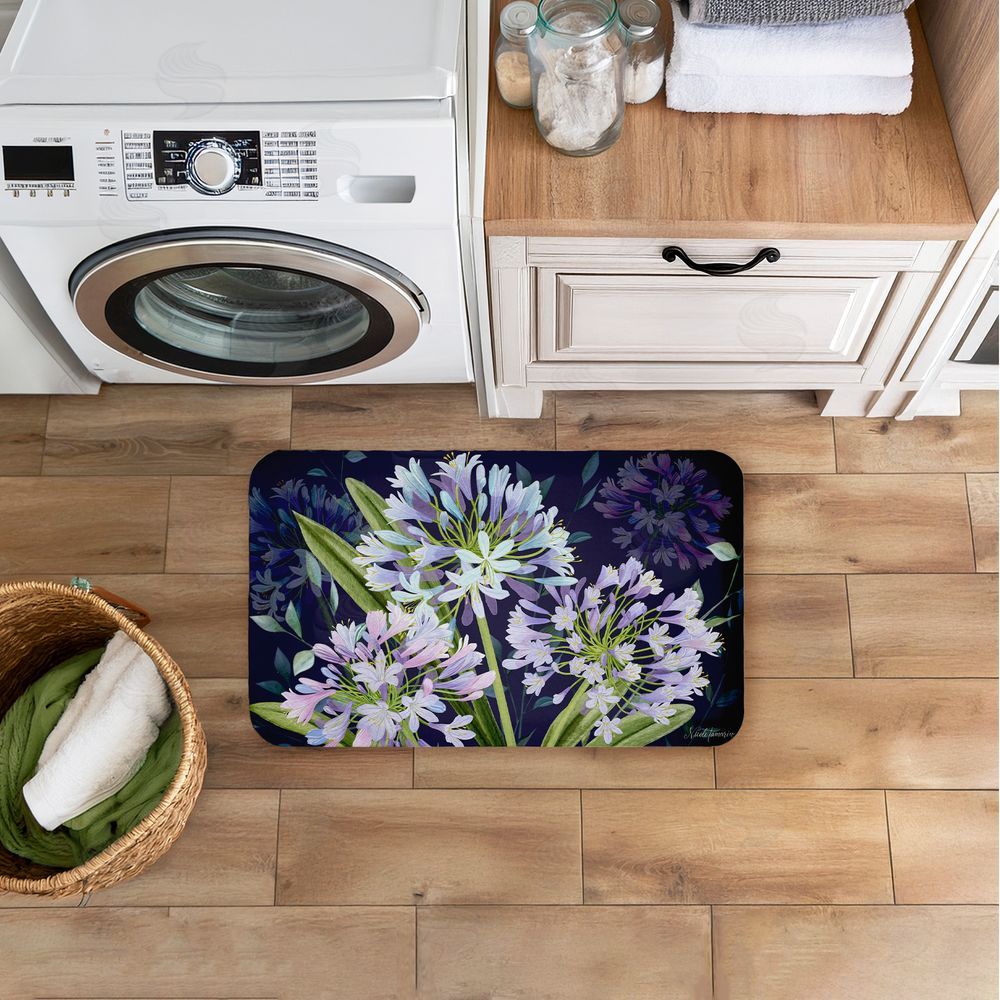 Nicole Tamarin Midnight Garden Flowers Kitchen Floor Mat