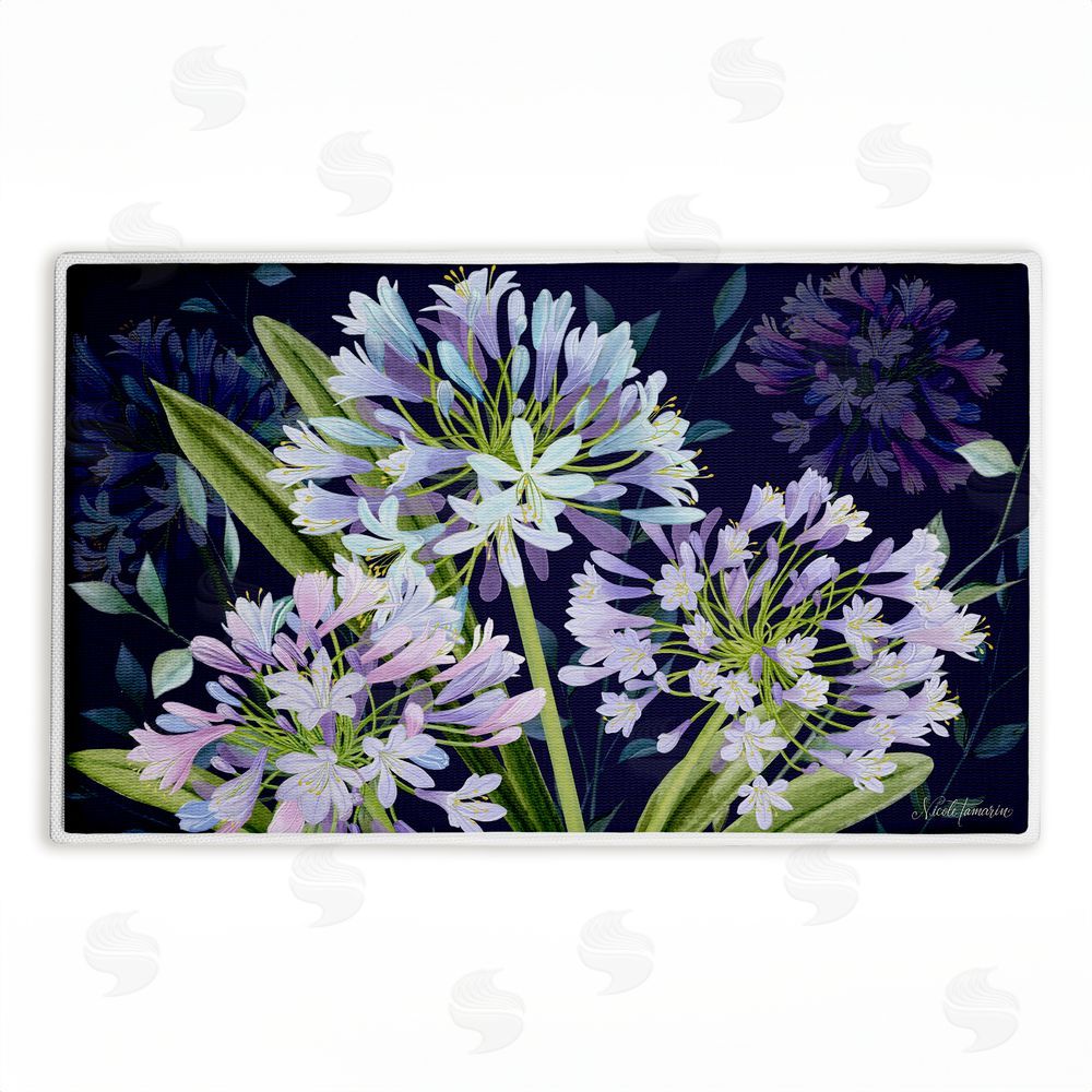 Nicole Tamarin Midnight Garden Flowers Plush Bathroom Floor Mat