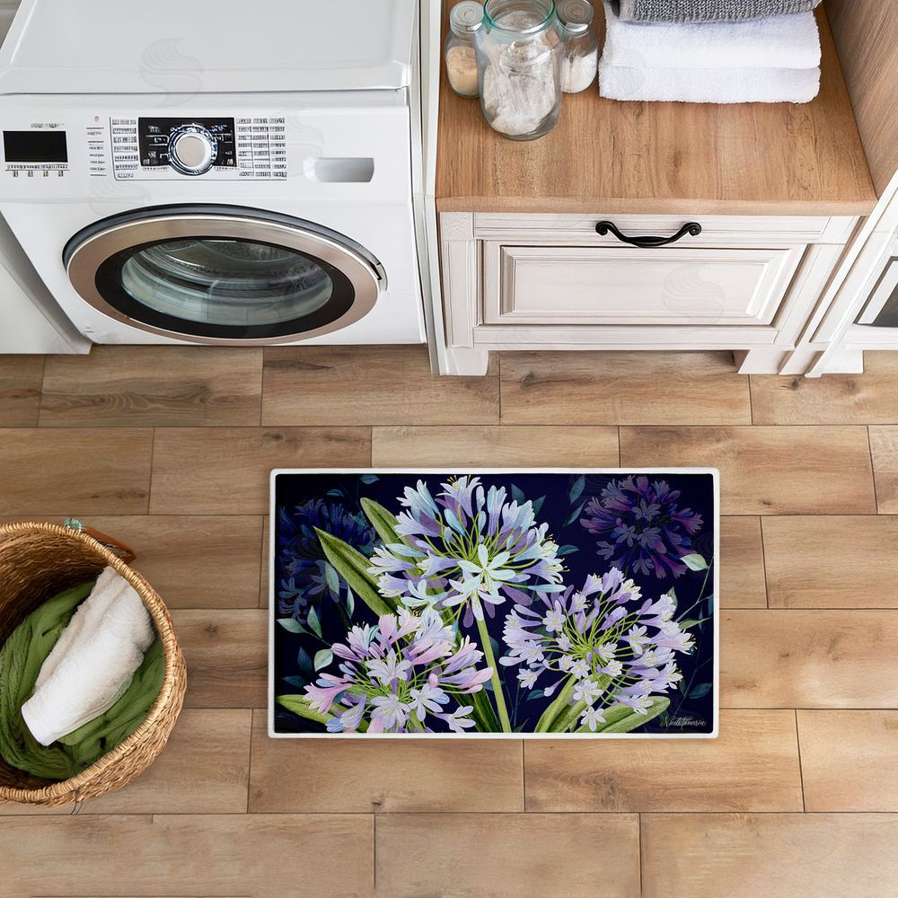 Nicole Tamarin Midnight Garden Flowers Plush Bathroom Floor Mat