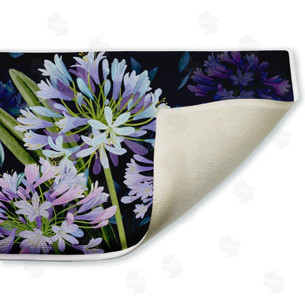 Nicole Tamarin Midnight Garden Flowers Plush Bathroom Floor Mat