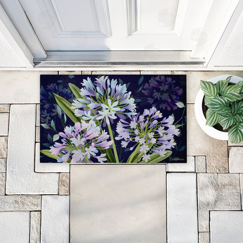 Nicole Tamarin Midnight Garden Flowers Unwoven Outdoor Door Mat