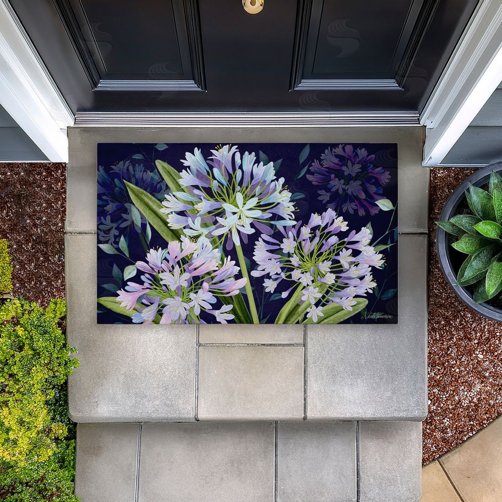 Nicole Tamarin Midnight Garden Flowers Unwoven Outdoor Door Mat