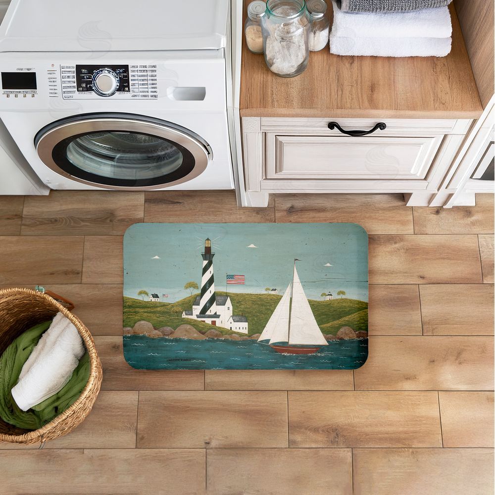 Warren Kimble Coastal Breeze Lighthouse Harbor Kitchen Floor Mat
