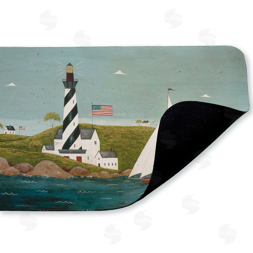 Warren Kimble Coastal Breeze Lighthouse Harbor Kitchen Floor Mat