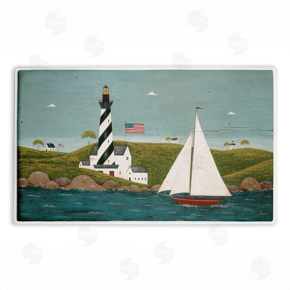 Warren Kimble Coastal Breeze Lighthouse Harbor Plush Bathroom Floor Mat