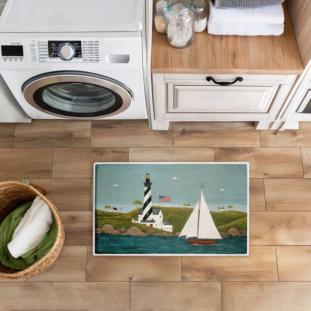 Warren Kimble Coastal Breeze Lighthouse Harbor Plush Bathroom Floor Mat