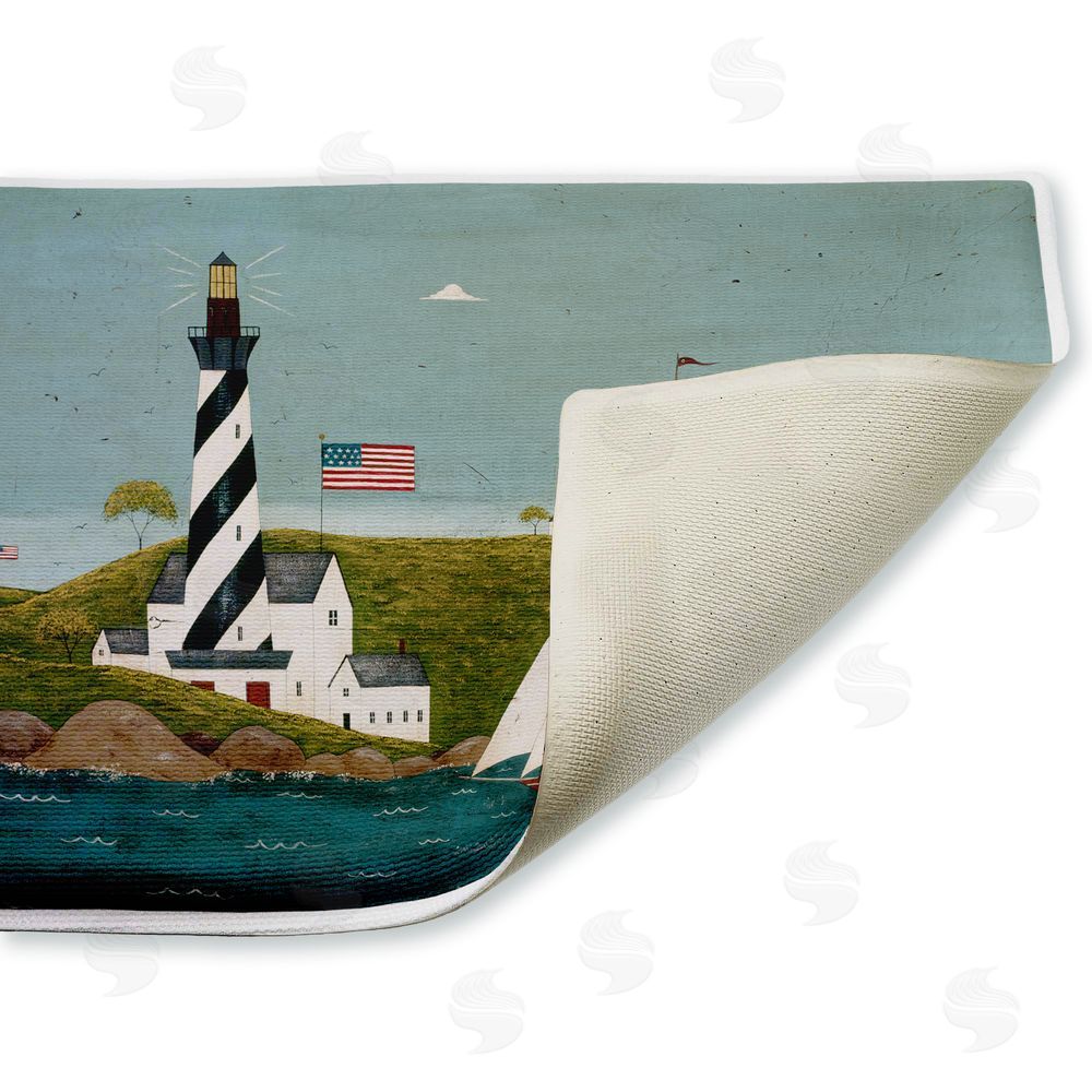 Warren Kimble Coastal Breeze Lighthouse Harbor Plush Bathroom Floor Mat