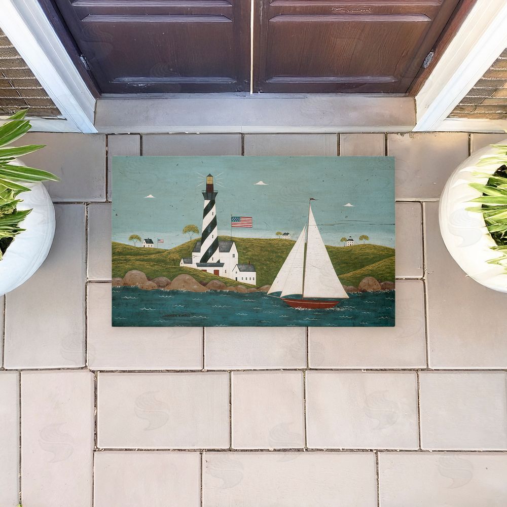 Warren Kimble Coastal Breeze Lighthouse Harbor Unwoven Outdoor Door Mat