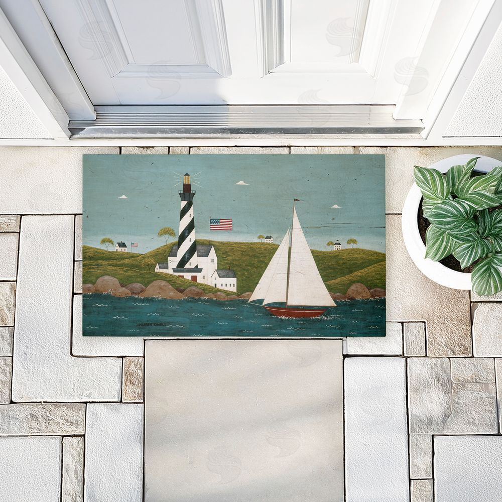 Warren Kimble Coastal Breeze Lighthouse Harbor Unwoven Outdoor Door Mat