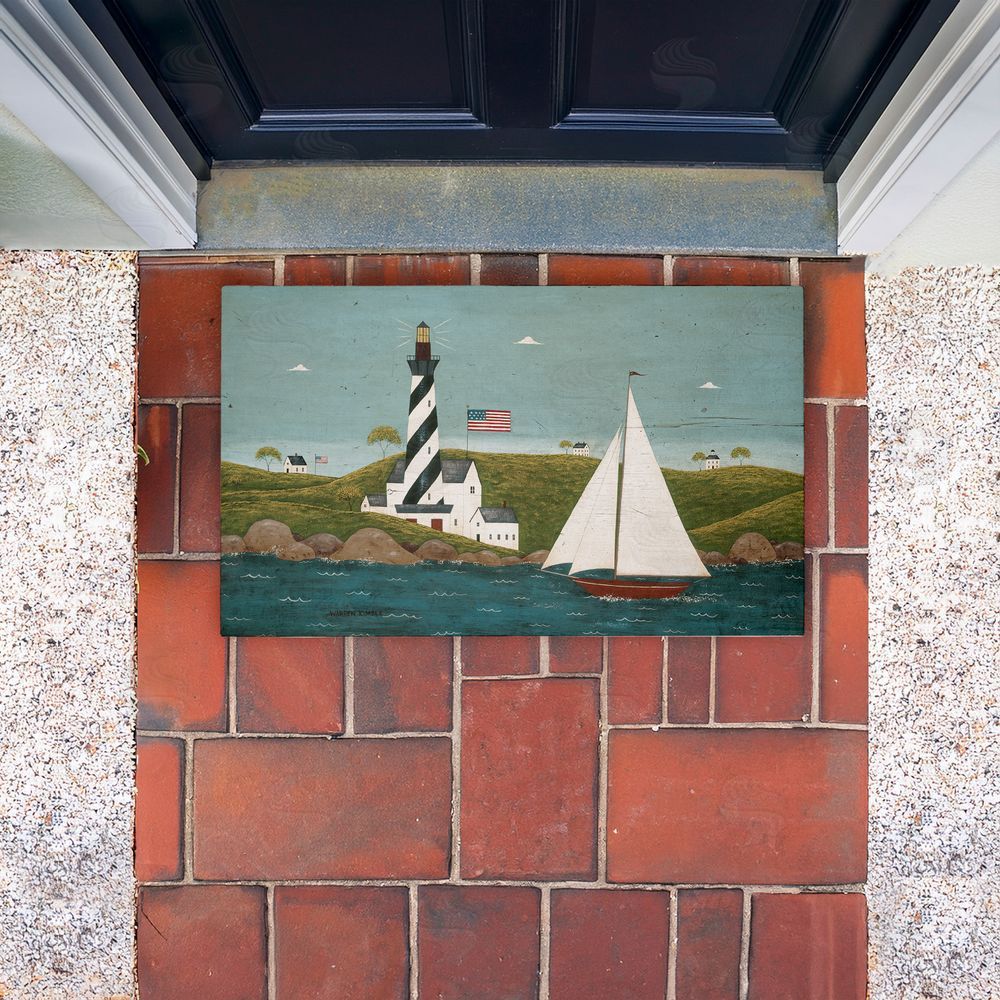 Warren Kimble Coastal Breeze Lighthouse Harbor Unwoven Outdoor Door Mat