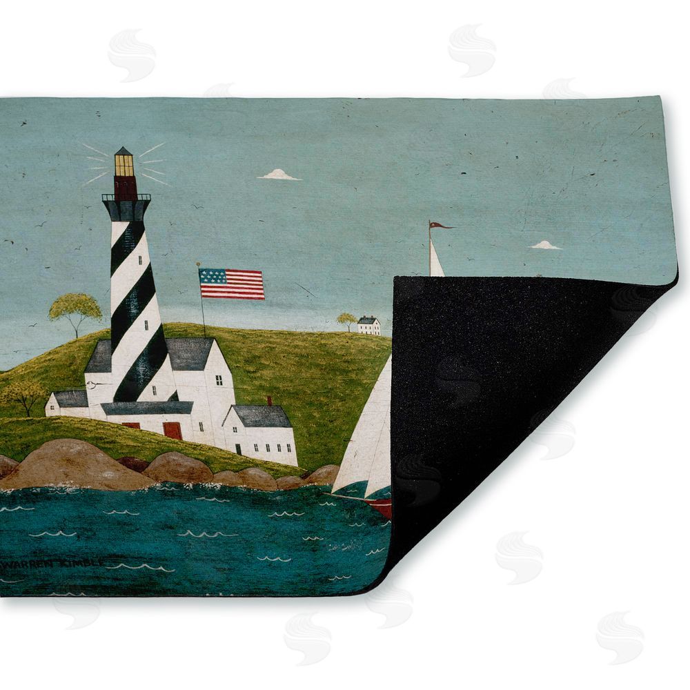 Warren Kimble Coastal Breeze Lighthouse Harbor Unwoven Outdoor Door Mat