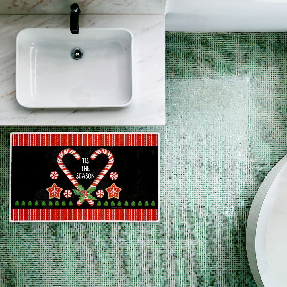 Suzanne Nicoll Tis The Season Candy Heart Plush Bathroom Floor Mat