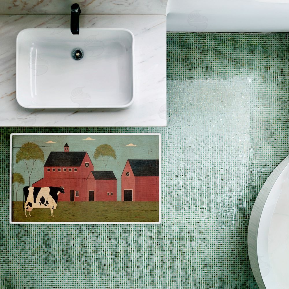 Warren Kimble Nellies Barn Cow Plush Bathroom Floor Mat