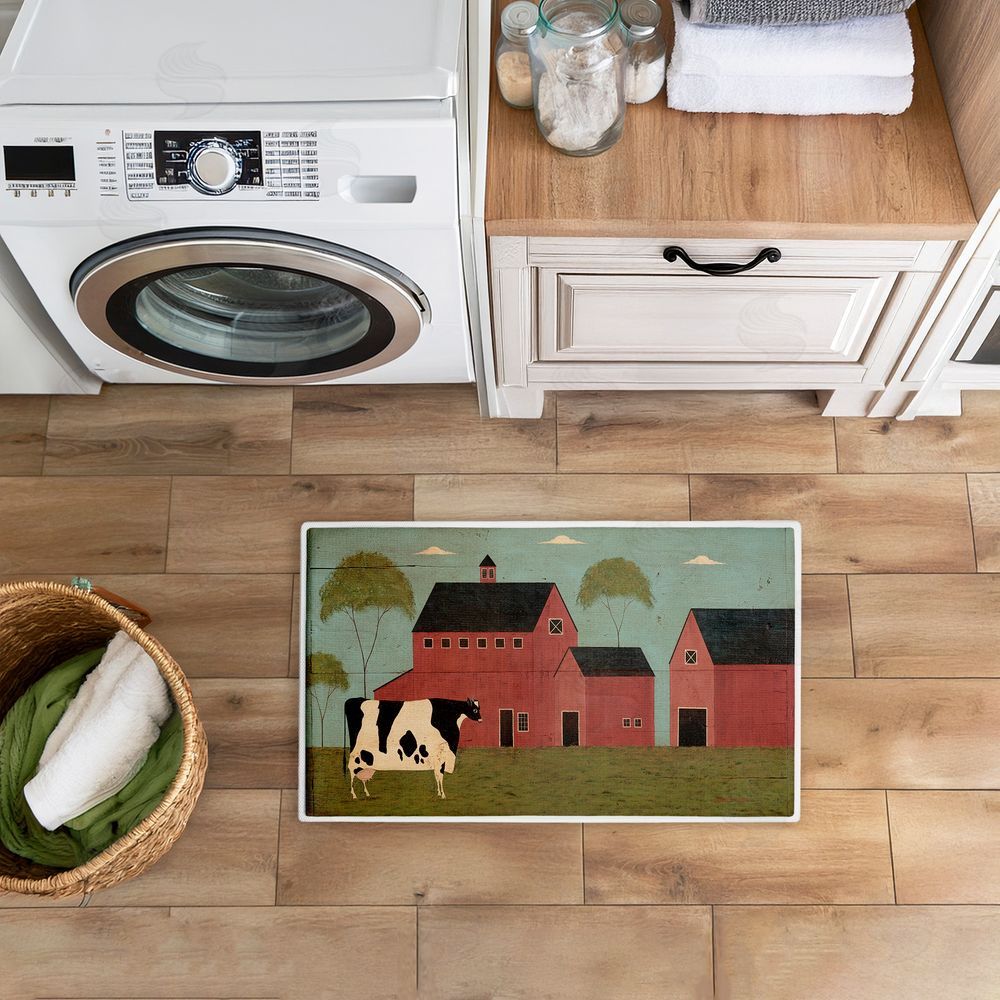 Warren Kimble Nellies Barn Cow Plush Bathroom Floor Mat