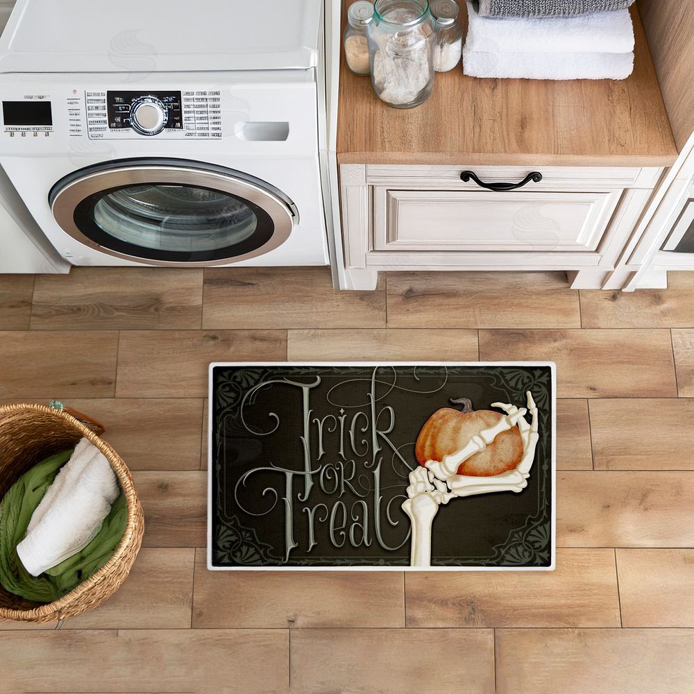 Nicole Tamarin Trick Or Treat Skeleton Hand Plush Bathroom Floor Mat