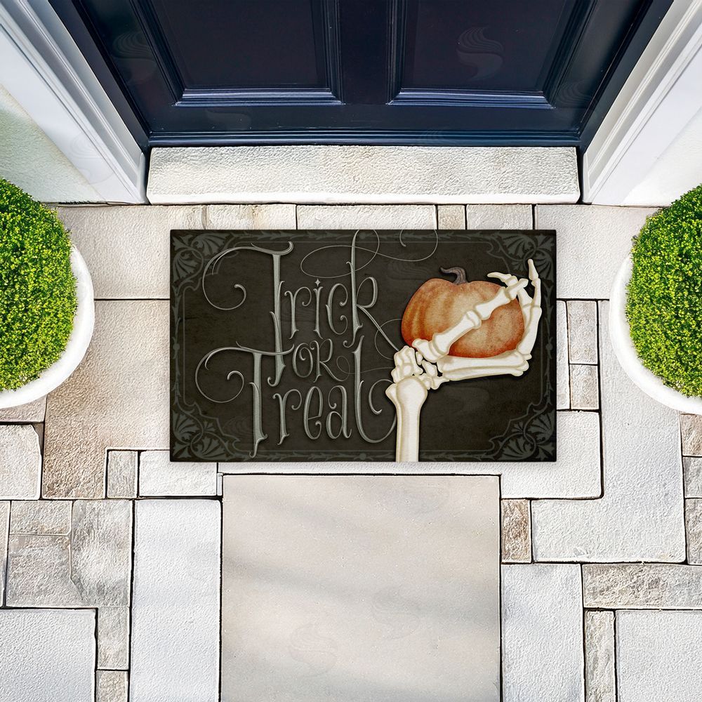 Nicole Tamarin Trick Or Treat Skeleton Hand Unwoven Outdoor Door Mat