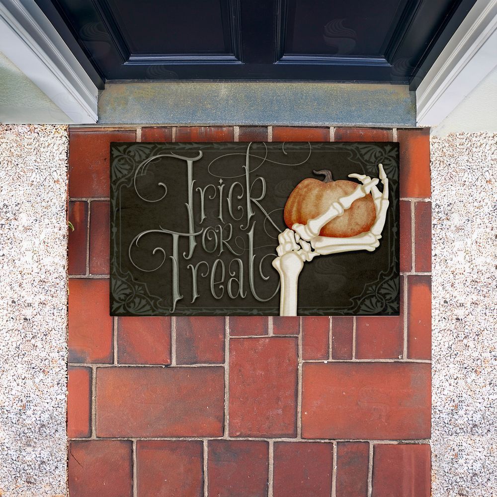 Nicole Tamarin Trick Or Treat Skeleton Hand Unwoven Outdoor Door Mat