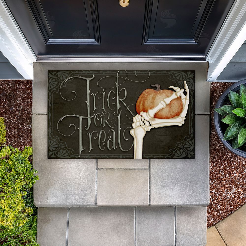Nicole Tamarin Trick Or Treat Skeleton Hand Unwoven Outdoor Door Mat
