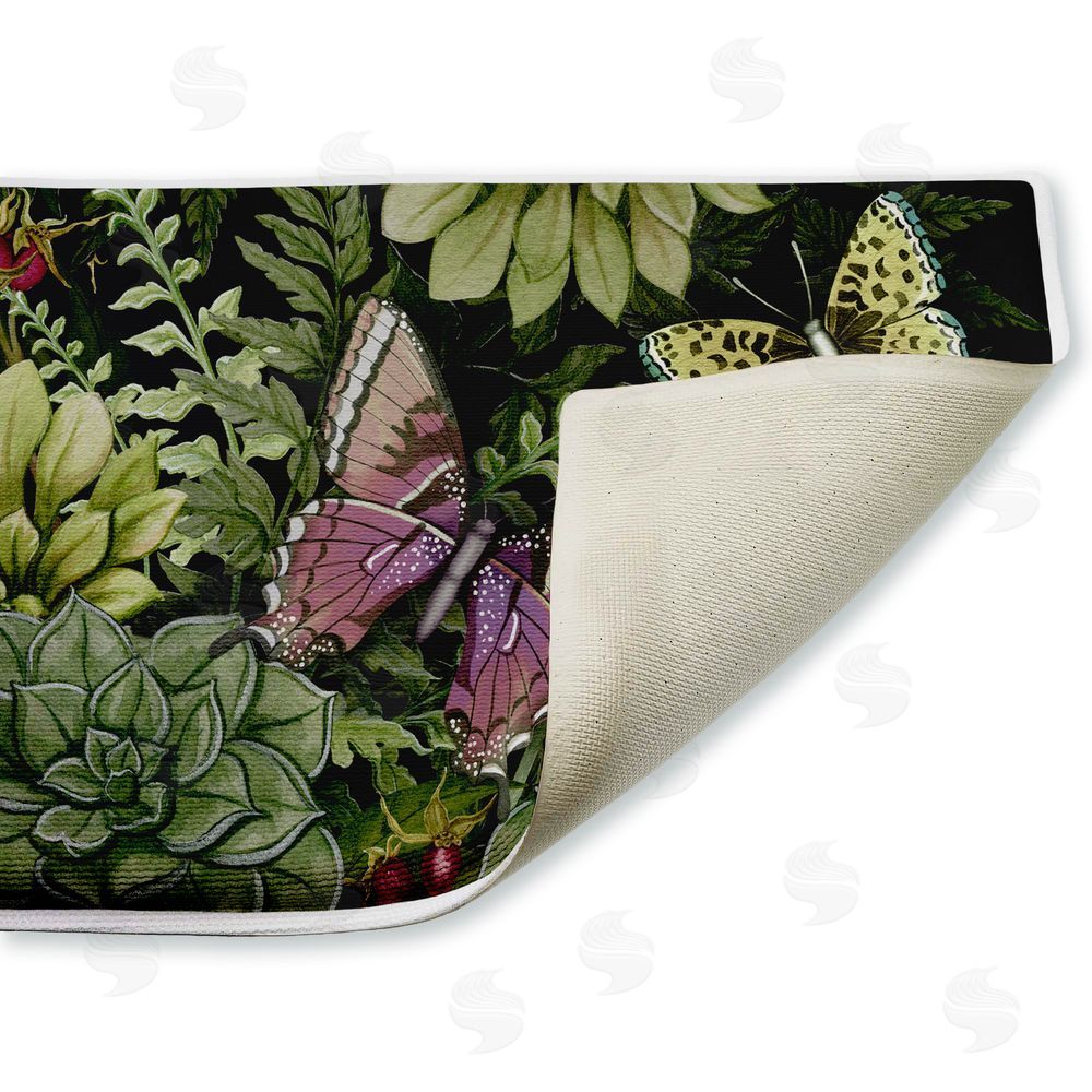 Nicole Tamarin Dark Succulents Midnight Garden Plush Bathroom Floor Mat